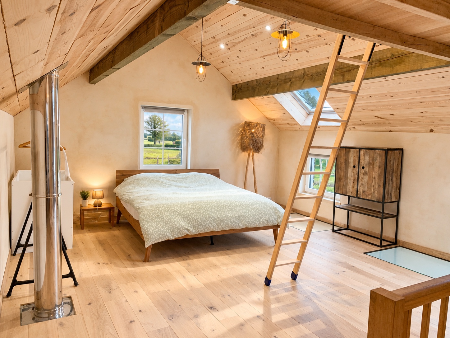 Chambre sous toiture du gîte
