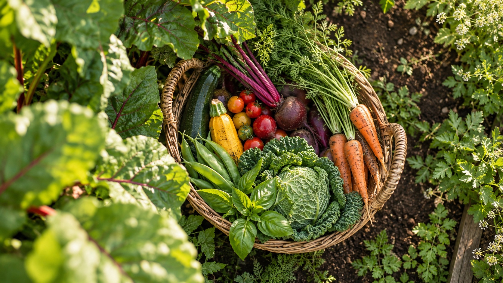 Panier de légumes frais du potager